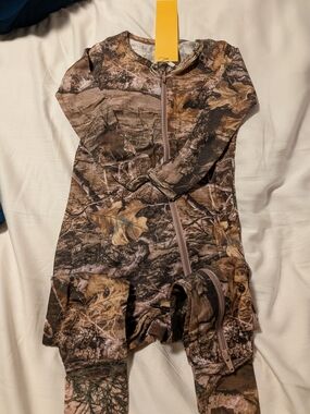 2 Bamboo Camo Print Zip-Up One-Piece Sleepers